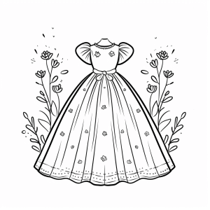 Coloring picture princess dress - Princess dress dream coloring page