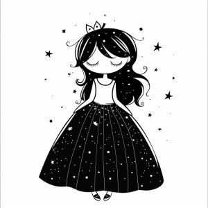 Coloring picture princess dress - Princess with star dress coloring page