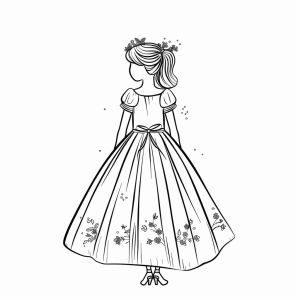 Coloring picture princess dress - Fairytale princess dress coloring page