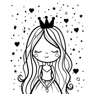 Coloring picture - Princess of Hearts - Princess of Hearts coloring page - Dive into a world full of love!