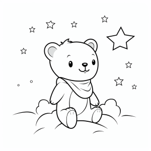 Constellation - Starry sky and dream bear coloring picture