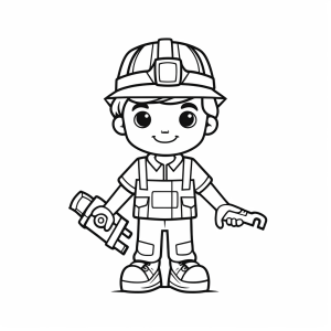 Construction worker - Little construction worker adventure coloring picture