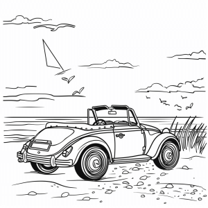 Convertible on the beach - Convertible on the beach coloring page