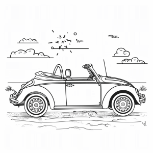 Convertible on the beach - Convertible on the beach coloring page