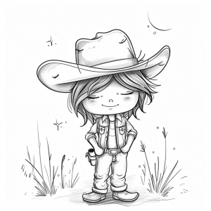 Cowboy and moonlight - Cowboy and moonlight coloring page