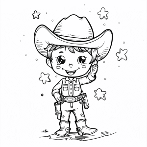 Cowboy and moonlight - Cowboy adventure in the moonlight coloring page