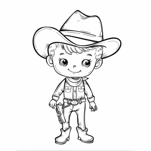 Cowboy and old barn - Coloring picture cowboy and barn