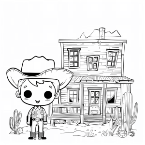 Cowboy and saloon - Cowboy adventure coloring page