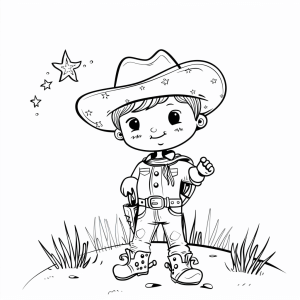 Cowboy and starry sky - Cowboy night sky coloring page