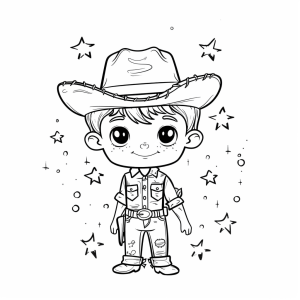 Cowboy and starry sky - Cowboy under the starry sky - drawing project for children