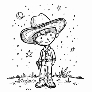 Cowboy and starry sky - Cowboy and starry sky coloring page