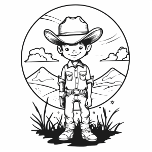 Cowboy at sunset - Cowboy at sunset coloring page