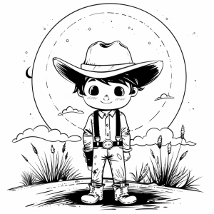 Cowboy at sunset - Cowboy adventure in the desert coloring page