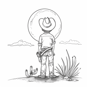 Cowboy at sunset - Cowboy at sunset coloring picture