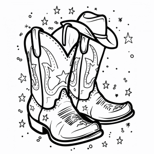 Cowboy boots and spurs - Cowboy boots coloring page for kids