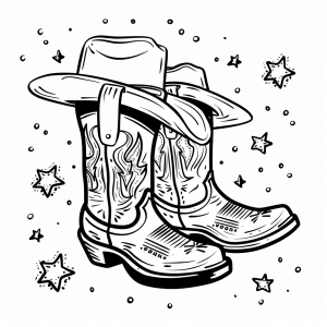 Cowboy boots and spurs - Cowboy boots and spurs coloring page