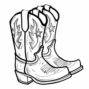 Cowboy boots and spurs - Cowboy boots coloring picture