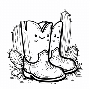 Cowboy boots and spurs - Cowboy boots to color in