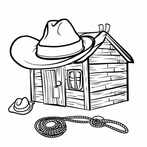 Cowboy hat and lasso - Cowboy adventure coloring page