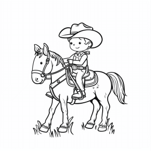 Cowboy on the horse - Cowboy on horse coloring adventure