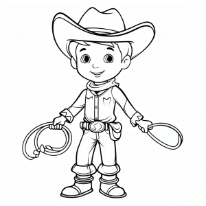 Cowboy with lasso - Cowboy adventure coloring page