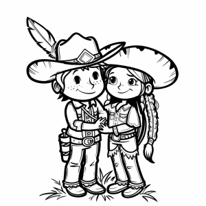 Cowboys and Indians - Cowboy and Indian coloring page