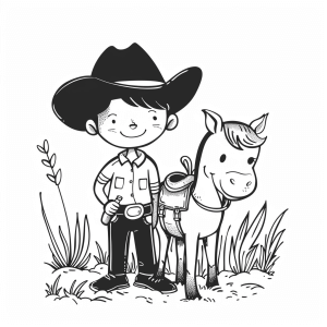 Cowboys and wild horses - Cowboy and wild horses coloring page