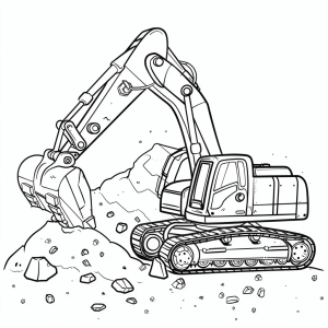 Crawler excavator in action - Crawler excavator in action coloring page