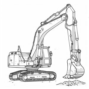 Crawler excavator in action - Excavator in action coloring page