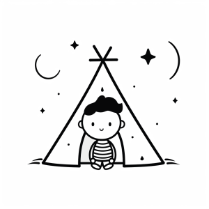 Crib - Coloring picture starry night and tent adventure