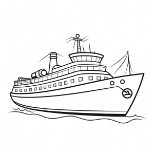 Cruise ship - Cruise ship coloring page - voyage of discovery on paper