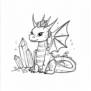 Crystal dragon in caves - Crystal dragon in the cave coloring page