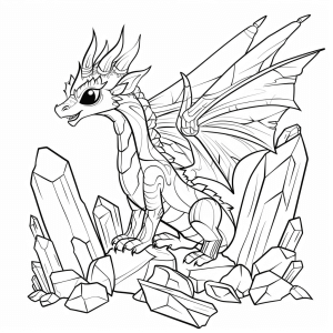 Crystal dragon in caves - Crystal dragon cave adventure to color in