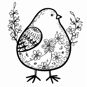 Daffodils - Happy Easter chick to color in