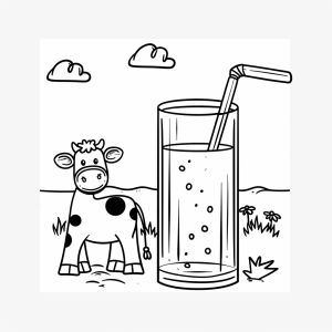 Dairy farming and cheese dairy - Farm experiences: Cow and milk glass coloring page