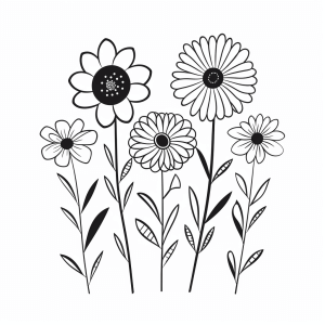 Dandelion meadow - Dandelion meadow coloring picture for children