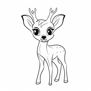 Deer - Coloring page of an adorable fawn