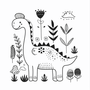 Dinosaurs and prehistoric flora - Dinosaurs and prehistoric flora coloring page