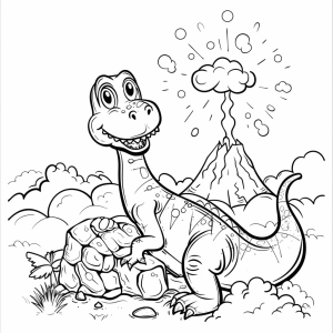 Dinosaurs and volcanic eruptions - Dinosaur and volcano coloring adventure