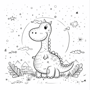 Dinosaurs in the fog - Dinosaurs in the moonlight coloring page