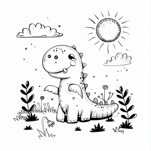 Dinosaurs in the sunset - Dinosaur sunset coloring adventure