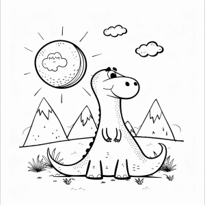 Dinosaurs in the sunset - Dinosaurs at sunset coloring page