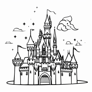 Disney Castle at night - Magic castle at night coloring page