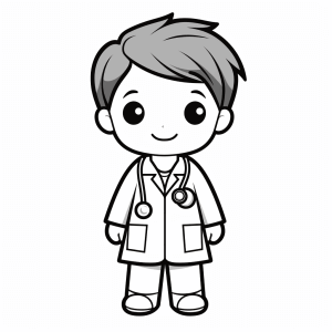 Doctor - Coloring picture of a boy doctor