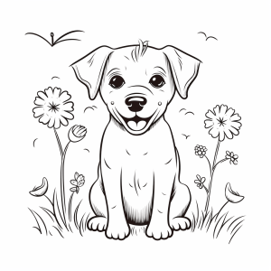 Dog - Cheerful puppy to color in