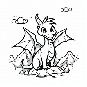 Dragon on mountain - Dragon peak coloring adventure