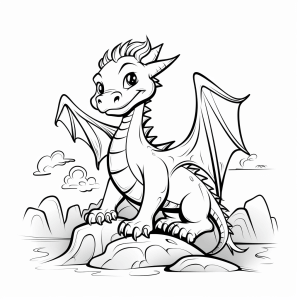 Dragon on mountain - Dragon on the mountain coloring page