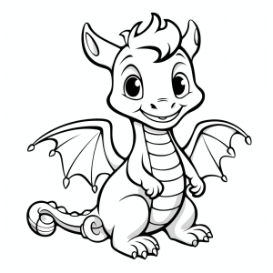 Dragon with treasure - Dragon treasure adventure coloring page