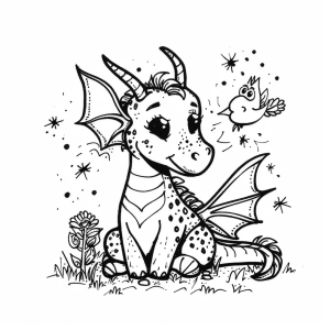 Dragons and elves - Magical dragon and elf coloring pictures