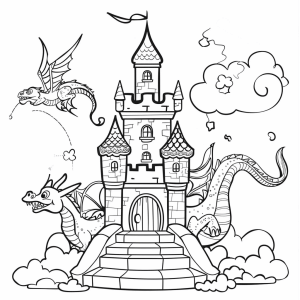 Dragons and medieval castles - Dragons and castles painting adventure